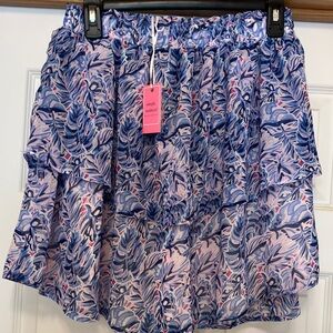 Simply Southern floral ruffle skirt, Sz XL elastic waist, lined, mini, NWT
